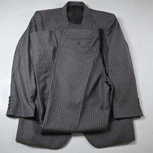 Fellini‎ Uomo 40R 34x36 Taupe Gray Stripe Mens Jacket Pants Suit
